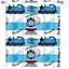 Thomas The Tank Engine Blue & white Unlined Pencil pleat Curtains (W)168cm (L)137cm, Pair
