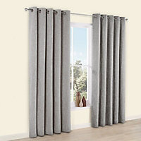 Thornbury Grey Lined Eyelet Curtains (W)117cm (L)137cm, Pair