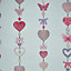 Tiffany Duck egg Hearts & bows Glitter effect Wallpaper