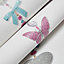 Tiffany White Hearts & bows Glitter effect Wallpaper