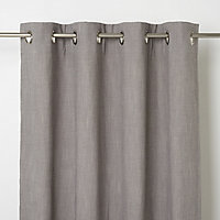 Tiga Grey Plain Unlined Eyelet Curtain (W)167cm (L)228cm, Single