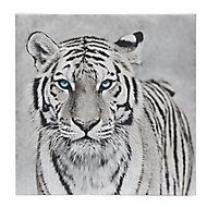 Tiger Black & white Canvas art (H)450mm (W)450mm