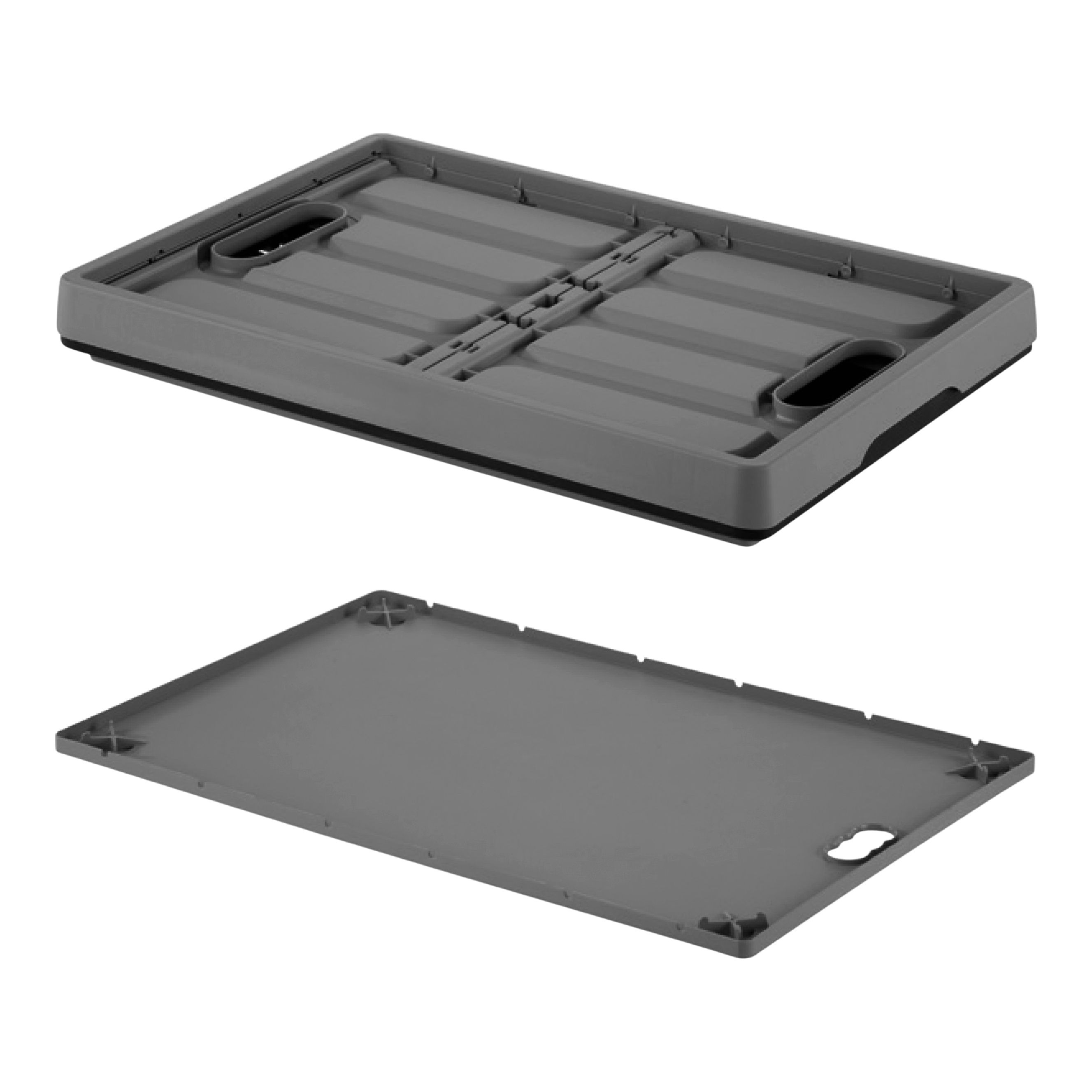 Tilian Heavy duty Grey 46L Plastic Stackable Foldable Storage crate with Lid