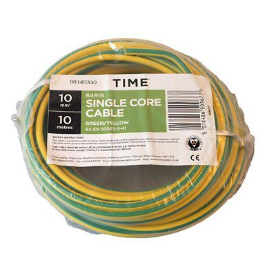 Time 10mm² Green & yellow Conduit wiring cable, 10m