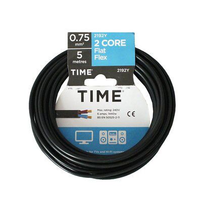 Time 2192Y Black 2-core Cable 0.75mm² x 5m