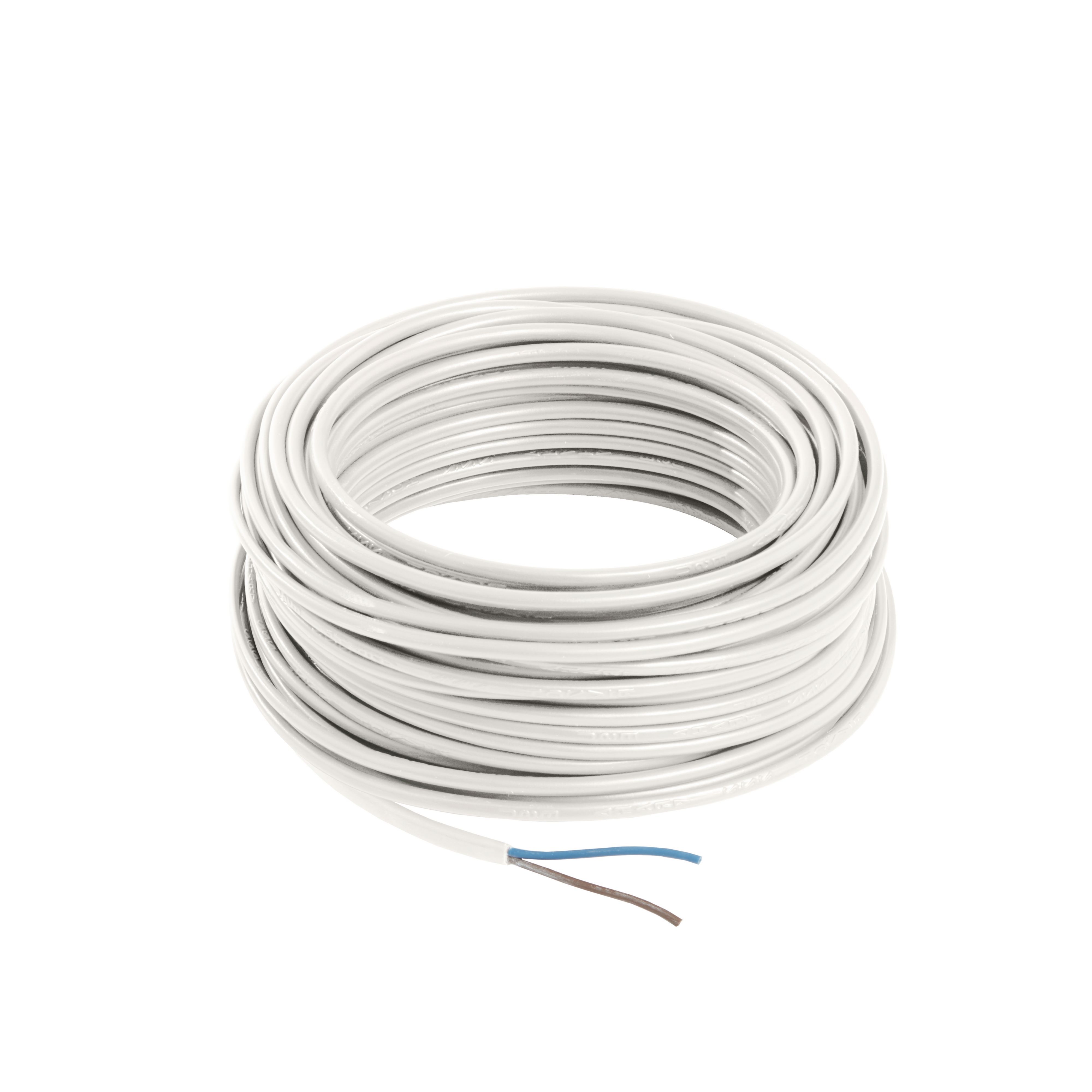 Time 2192Y White 2-core Flexible Cable 0.75mm² x 25m