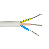 Time 3183TQ White 3-core Resistant to heat Cable 1.5mm² x 1m