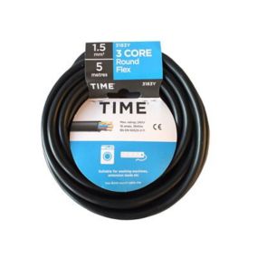 Time 3183Y Black 3-core Cable 1.5mm² x 5m