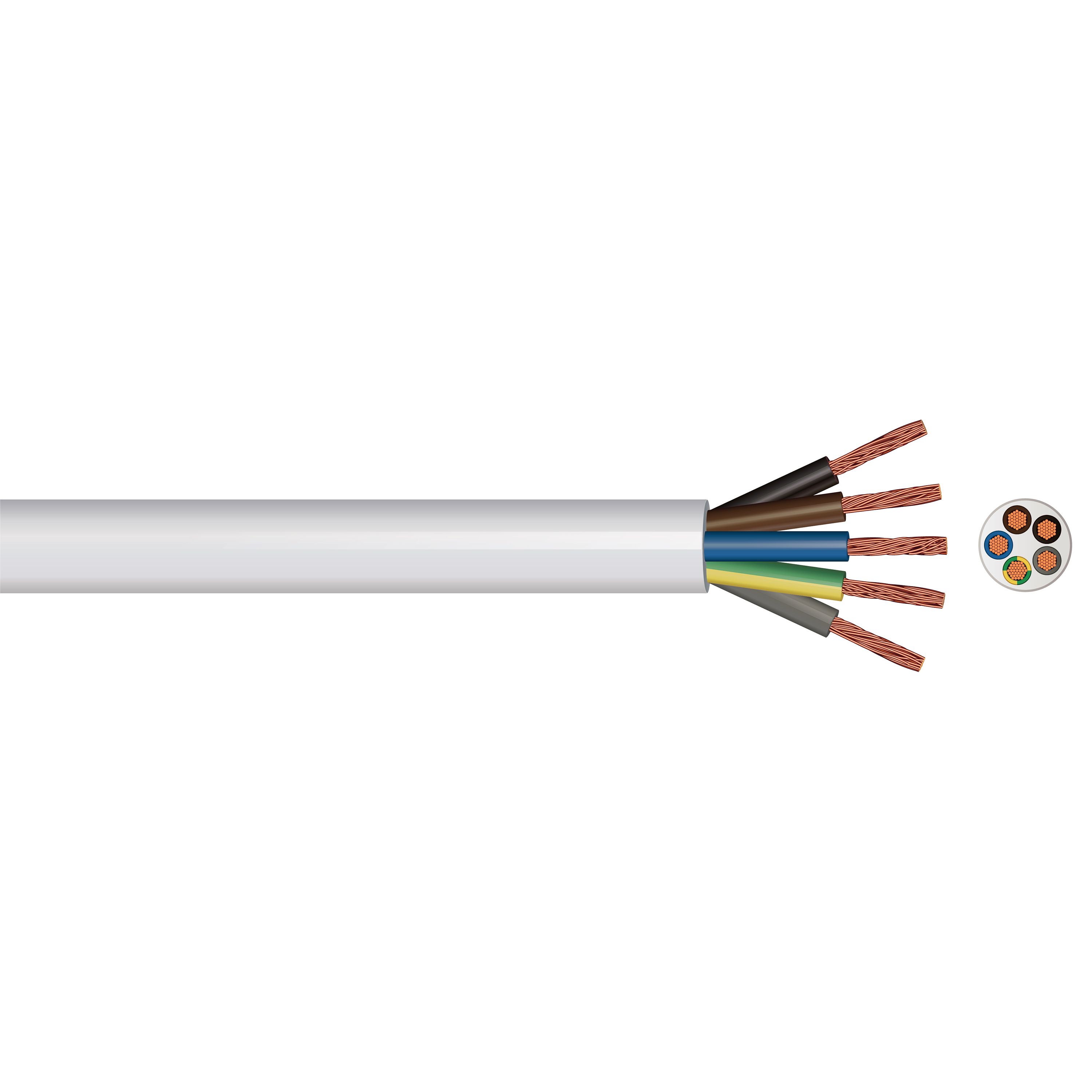 Time 3185Y White 5-core Cable 1mm² x 10m