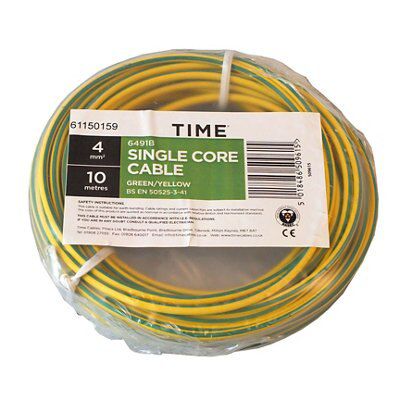 Time 4mm² Green & yellow Conduit wiring cable, 10m