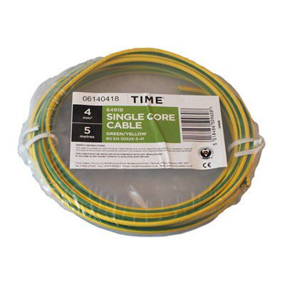 Time 4mm² Green & yellow Conduit wiring cable, 5m