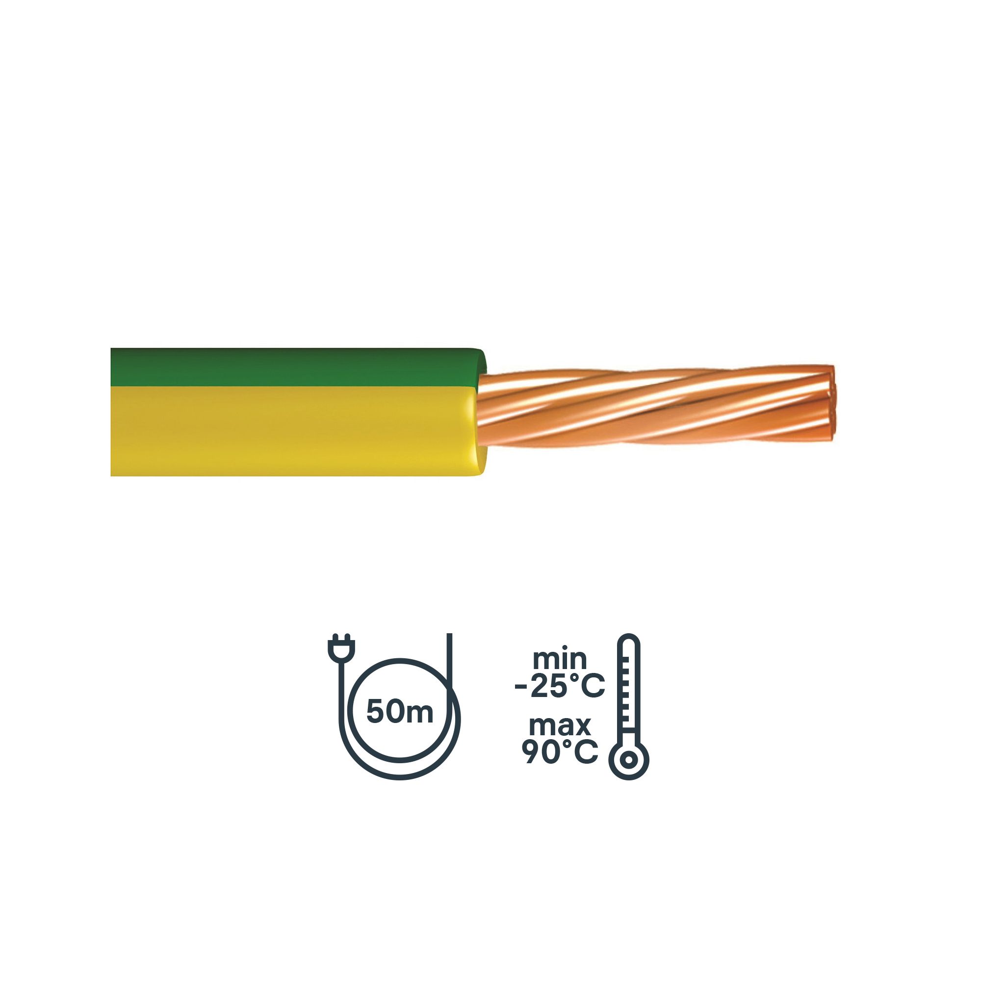 Time 6491B 10mm² Green & yellow Single core conduit cable, 50m