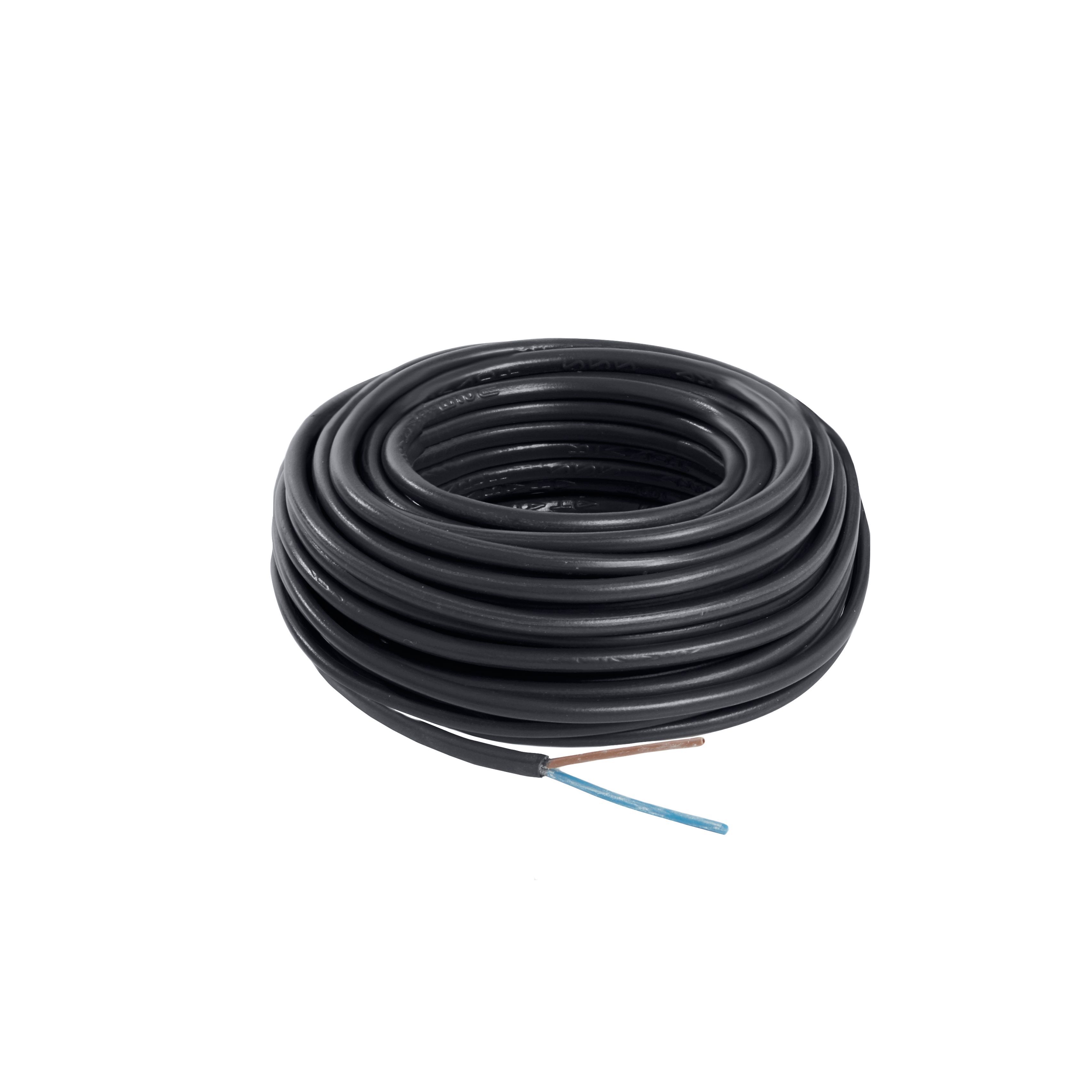 Time Black 2-core Flexible Cable 0.75mm² x 10m