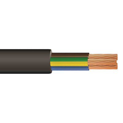 Time Black 3-core Flexible Cable 0.75mm² x 5m