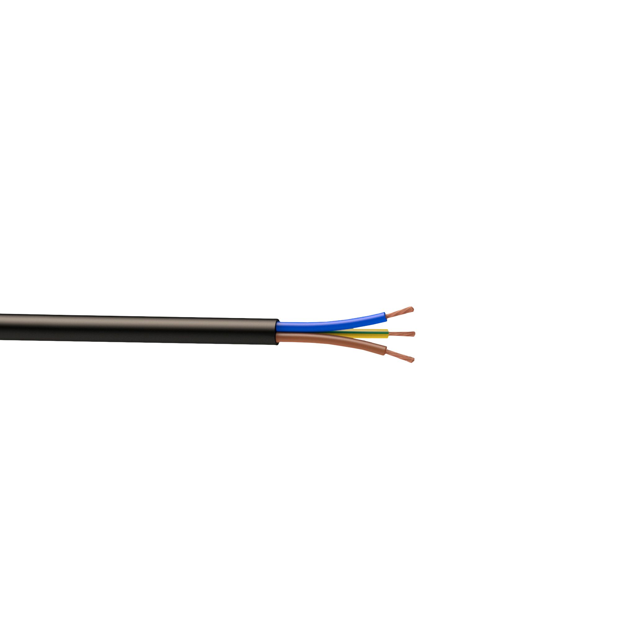 Time Black 3-core Flexible Cable 1.5mm² x 50m
