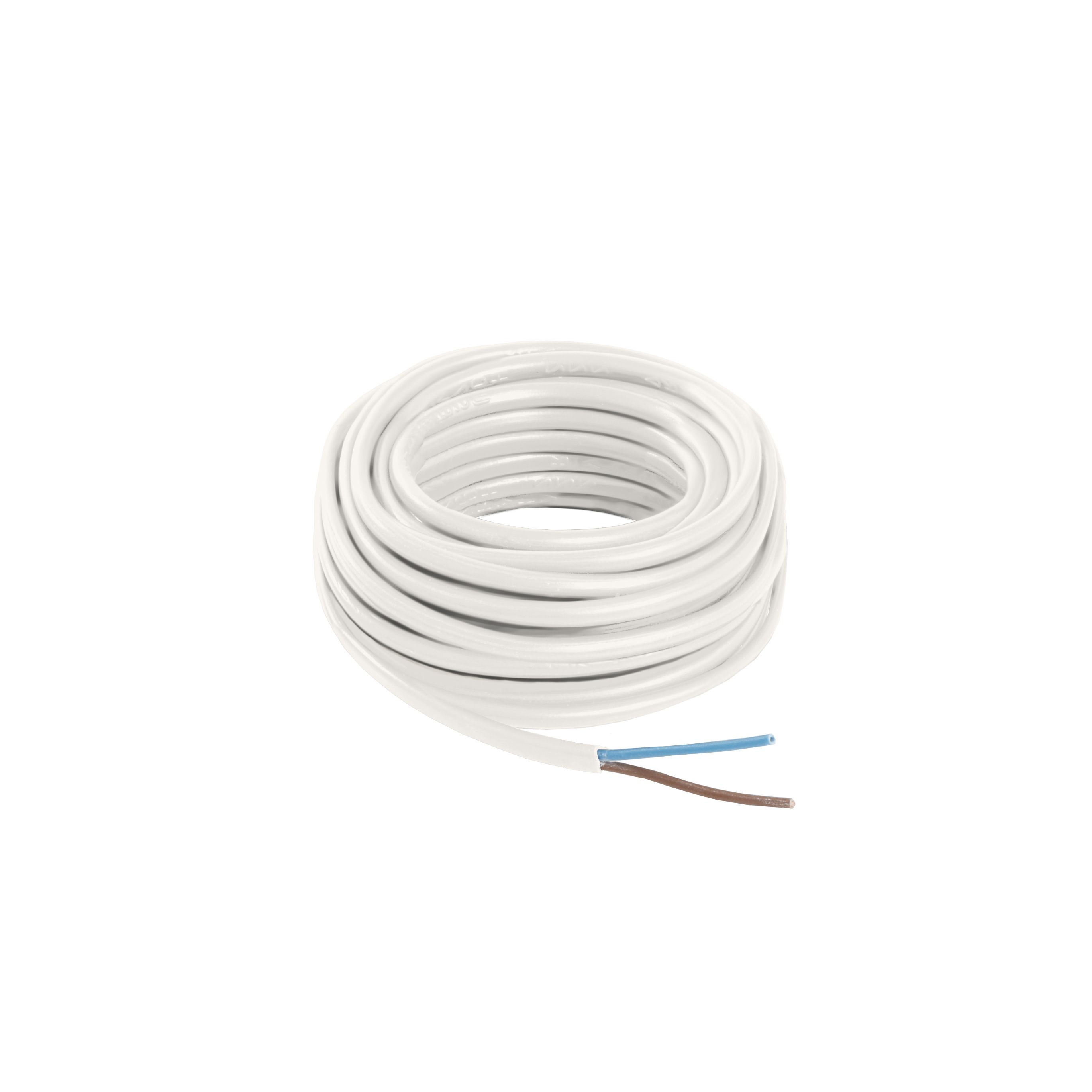 Time White 2-core Flexible Cable 0.75mm² x 5m