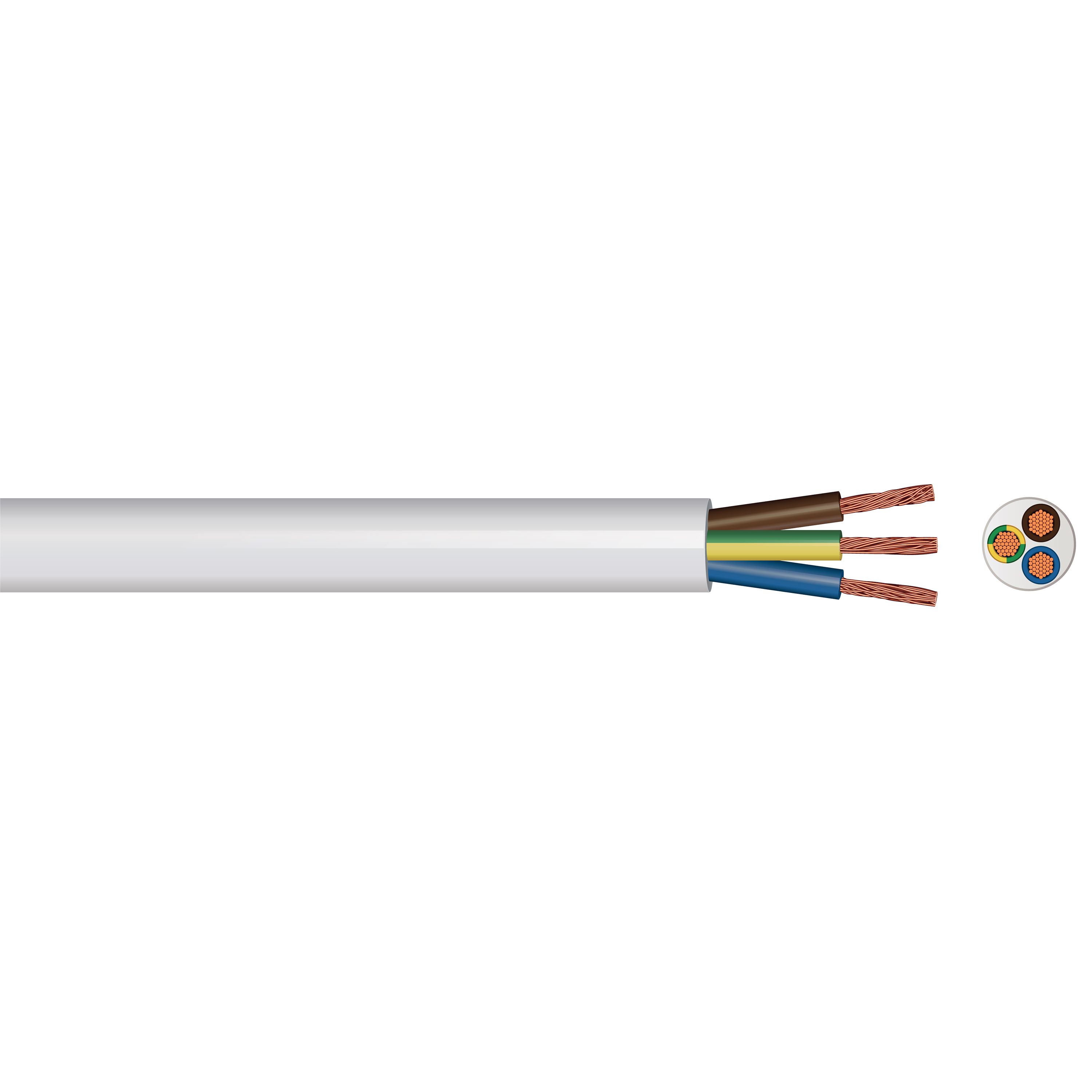 Time White Heat resistant 3-core Flexible Cable 2.5mm² x 5m