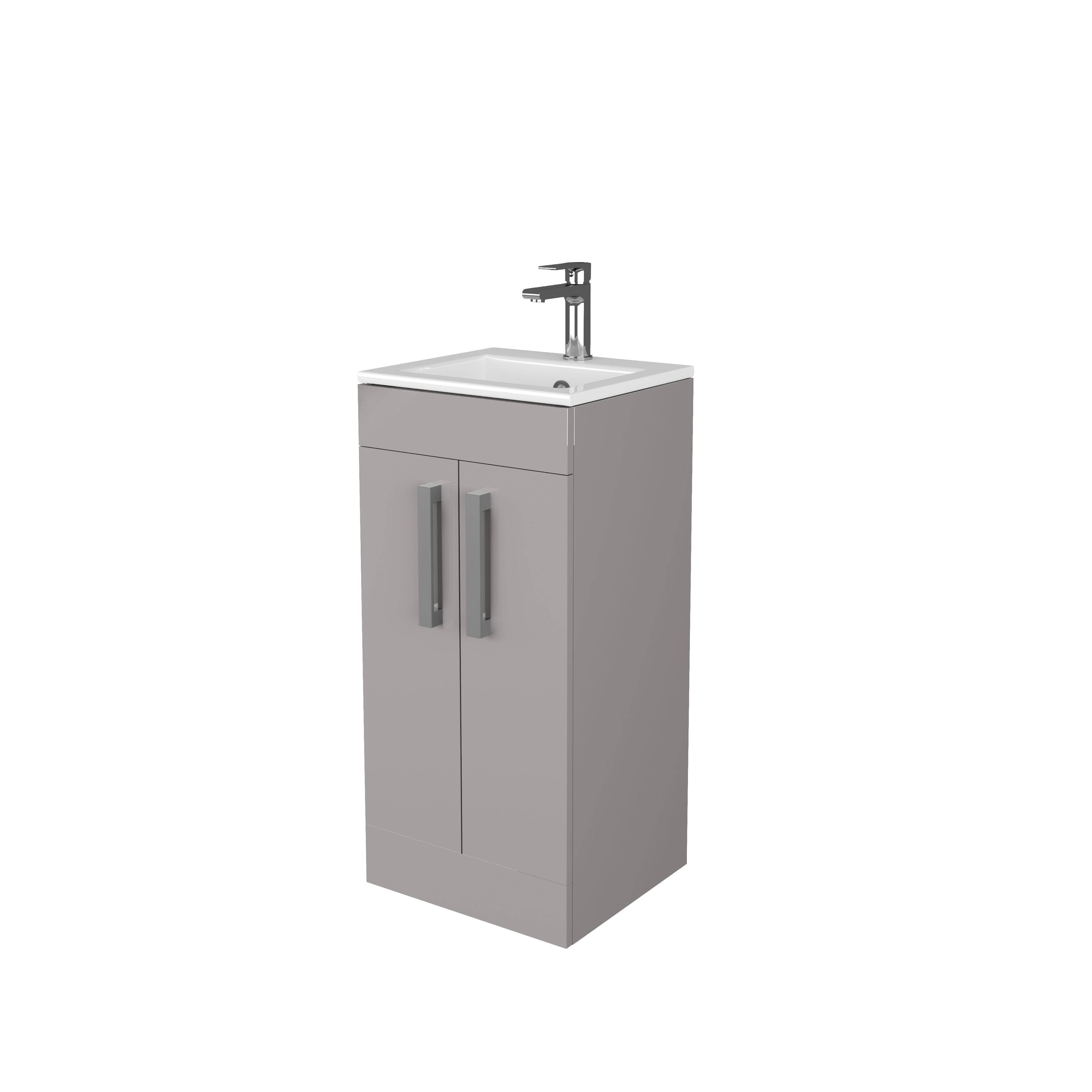 Timsbury Gloss Grey Cloakroom vanity unit & basin set (W)40mm (H)85mm