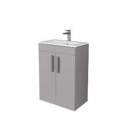 Timsbury Gloss Grey Freestanding Vanity unit & basin set (W)600mm (H)850mm