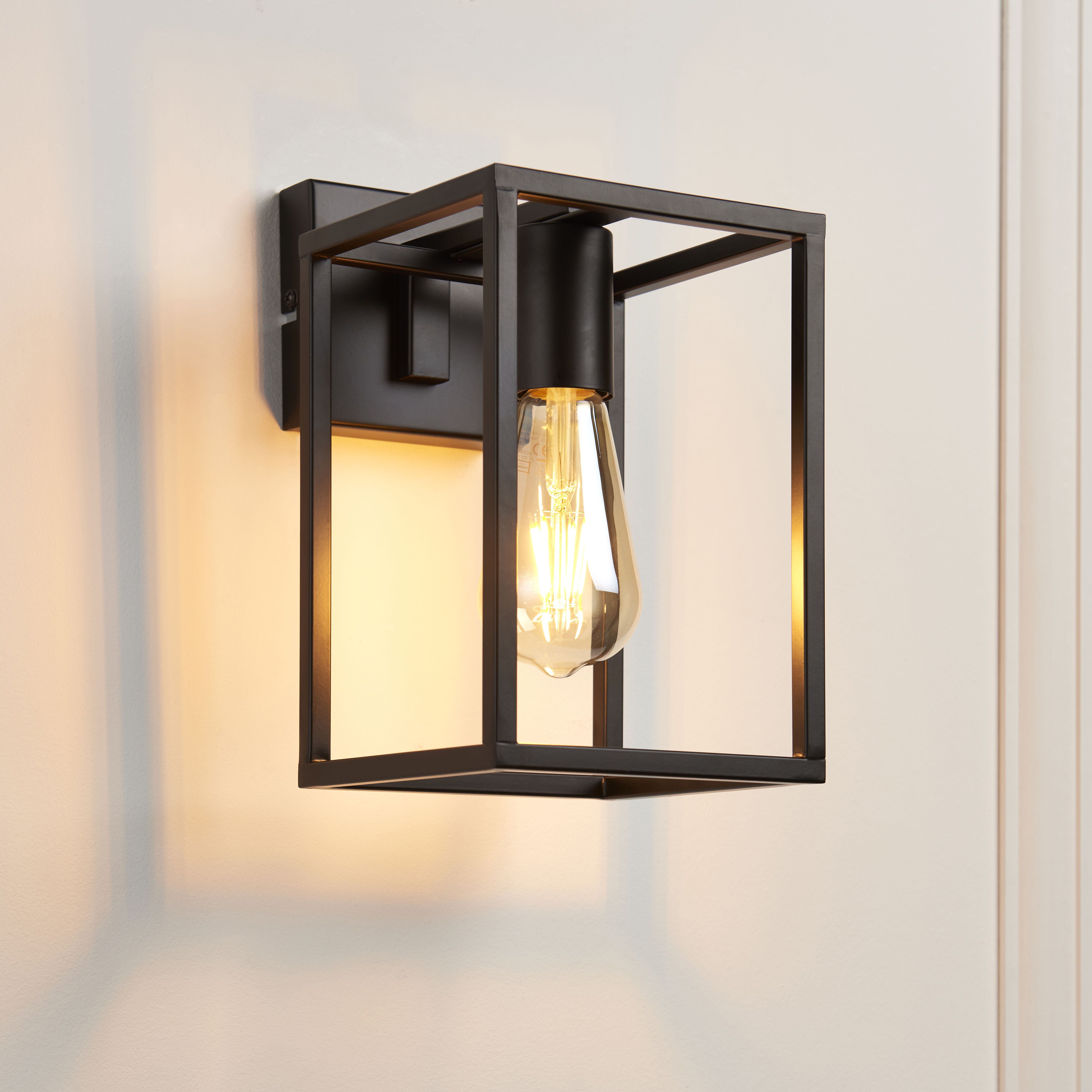 Titan Box Matt Black Wired Wall light