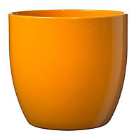 Tiwlip Glazed Orange Ceramic Plant pot (Dia)23cm