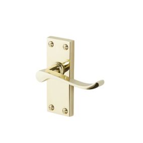 Toen Polished Brass effect Aluminium Scroll Latch Door handle (L)99mm (D)58mm