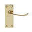 Toen Polished Brass effect Aluminium Scroll Latch Door handle (L)99mm, Pair