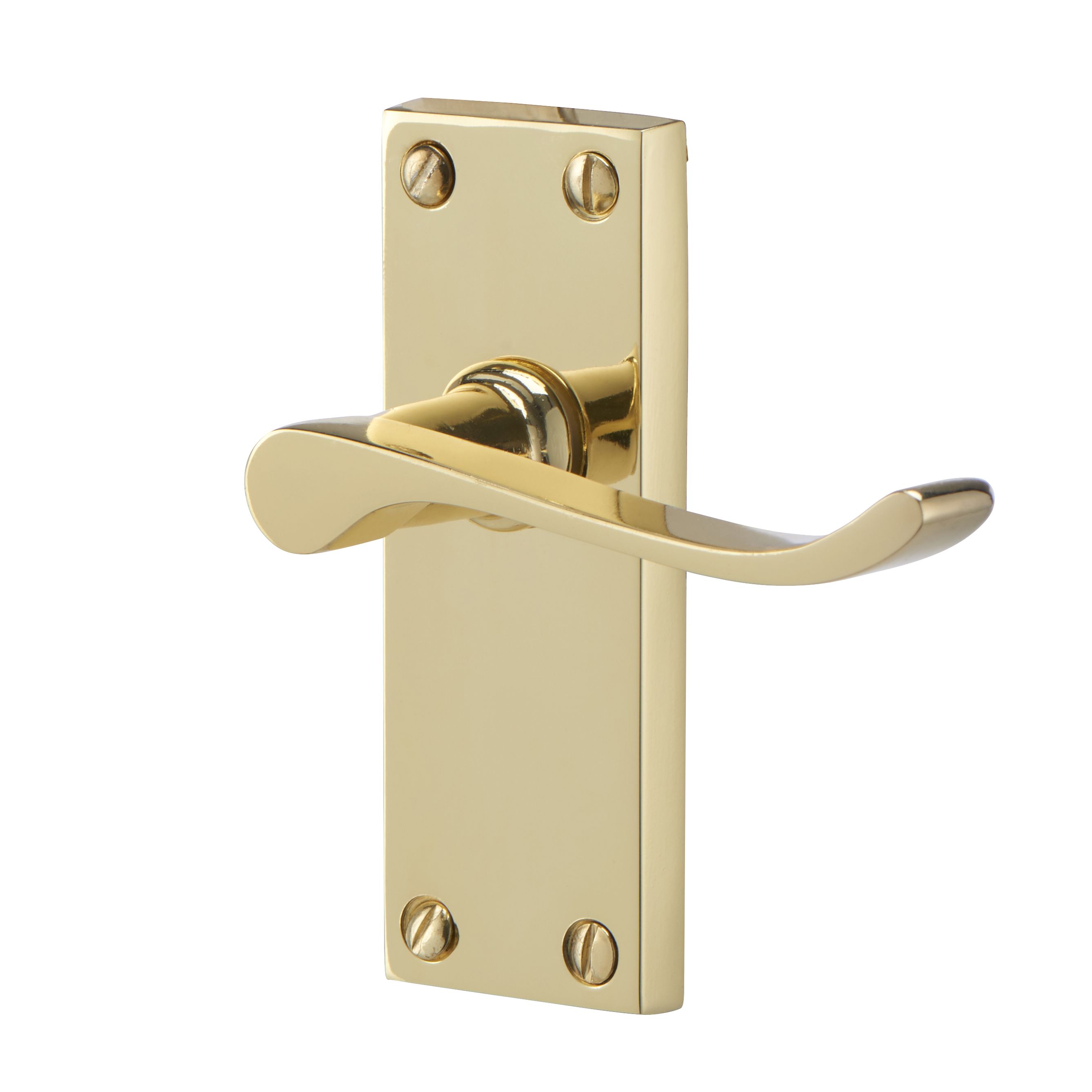 Toen Polished Brass Effect Aluminium Scroll Latch Door Handle (L)99mm ...