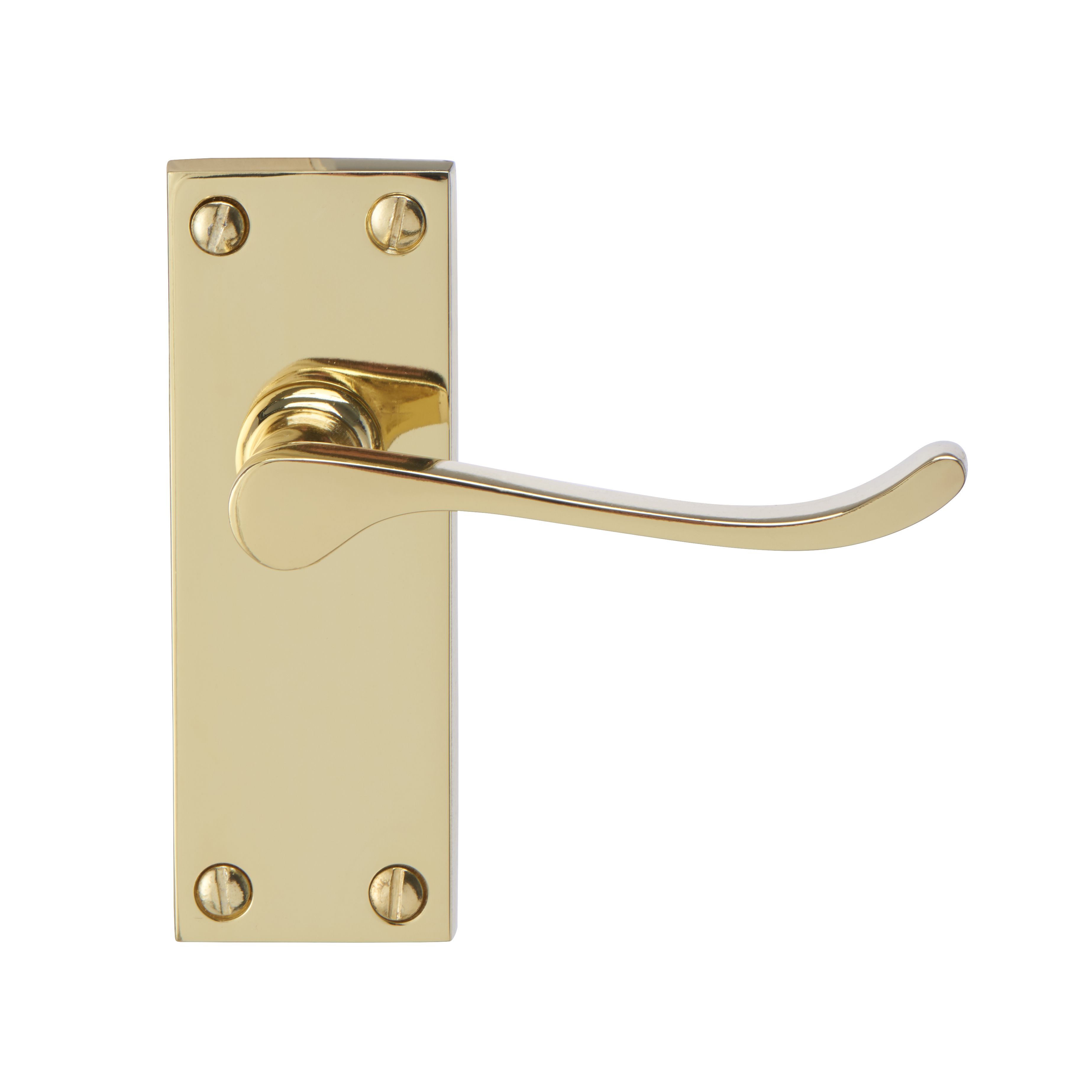 Toen Polished Brass effect Aluminium Scroll Latch Door handle (L)99mm