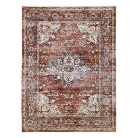 Tokyo Red Medallion Medium Rug, (L)160cm x (W)120cm