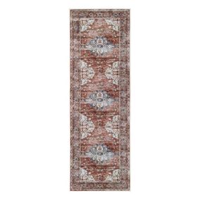 Tokyo Red Medallion Medium Runner, (L)180cm x (W)60cm