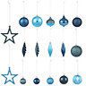 Tonal Blue Plastic Assorted Hanging decoration set, Set of 40