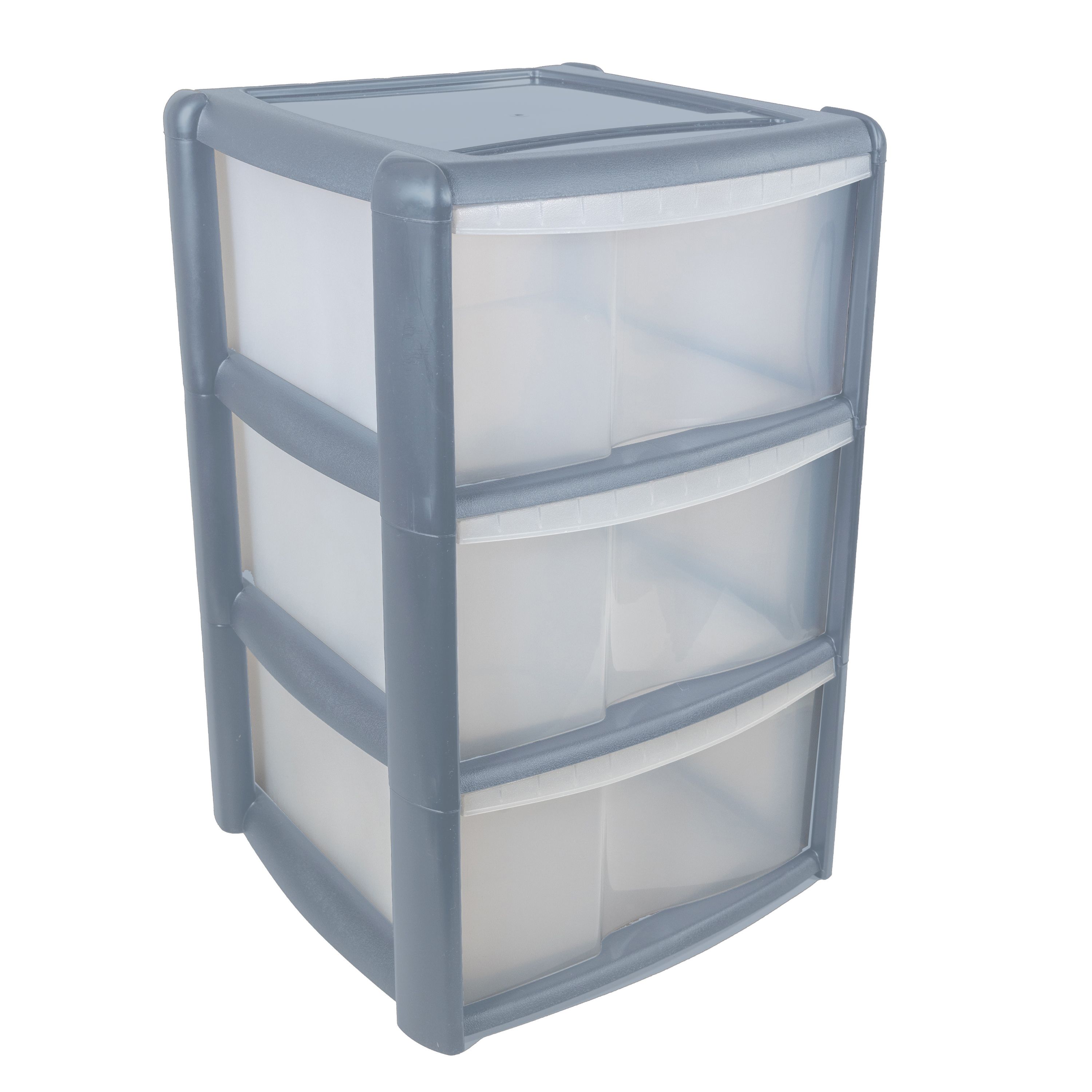 Tontarelli Bambu Blue Frame Clear Drawers 3 drawer Tower unit