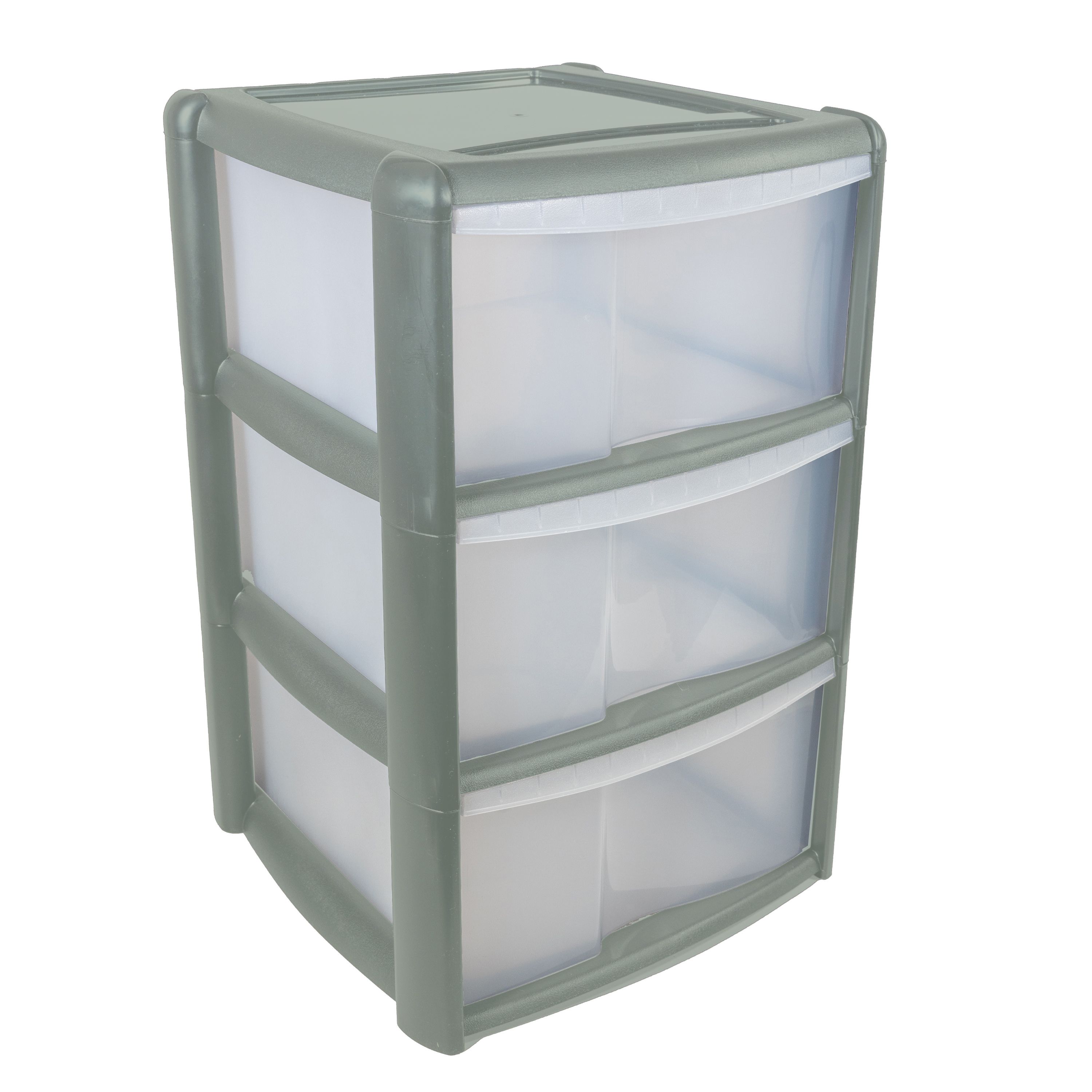 Tontarelli Bambu Sage Frame Clear Drawers 3 drawer Tower unit