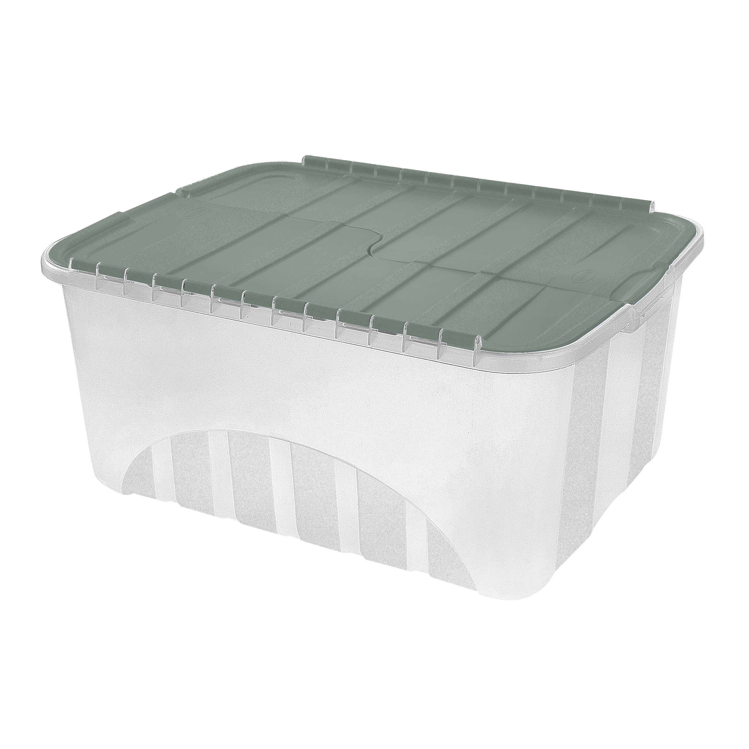Tontarelli Croc Sage 50L Large Plastic Stackable Storage box & Integrated lid