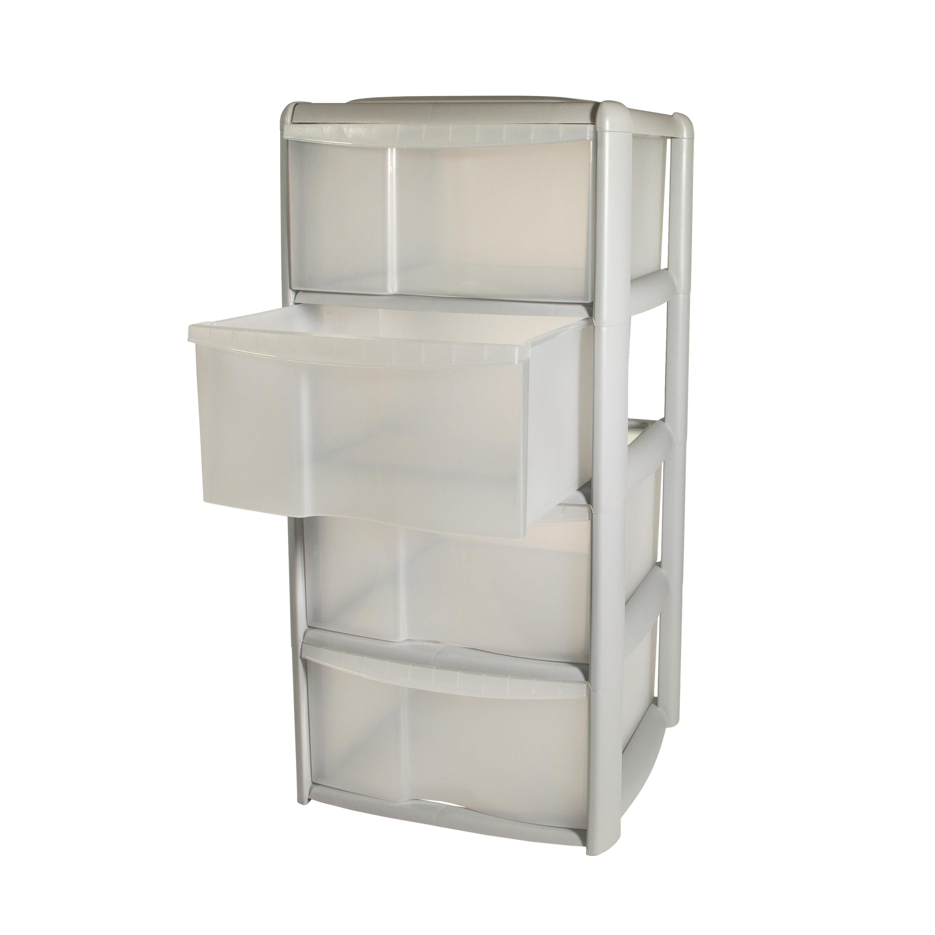 Tontarelli Grey 80L 4 drawer Tower unit (H) 80cm x (W) 38.5cm