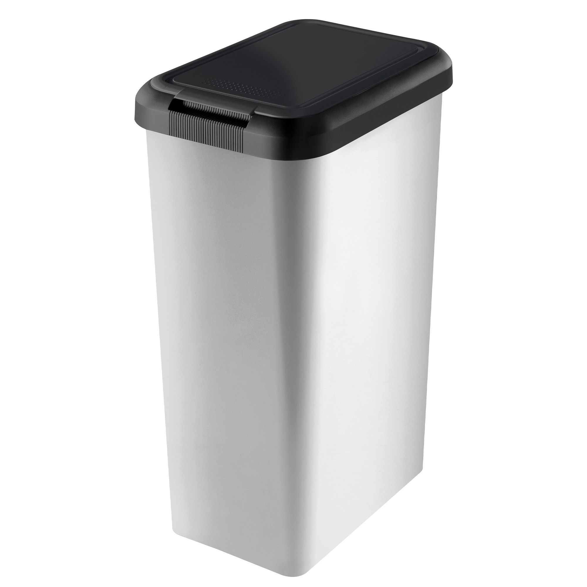 Tontarelli Lift & swing Slim Silver effect Plastic Bin - 45L