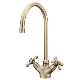 Torc Antique brass effect Kitchen Twin lever Tap