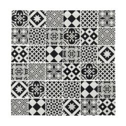 Tortorey Black & white Concrete effect Glass Mosaic tile sheet, (L)300mm (W)300mm