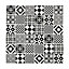 Tortorey Black & white Gloss Concrete effect Glass Mosaic tile sheet, (L)300mm (W)300mm