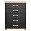 Torus Black oak effect 5 Drawer Chest of drawers (H)1052mm (W)804mm (D)424mm