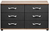 Torus Black oak effect 6 Drawer Chest of drawers (H)662mm (W)1204mm (D)424mm