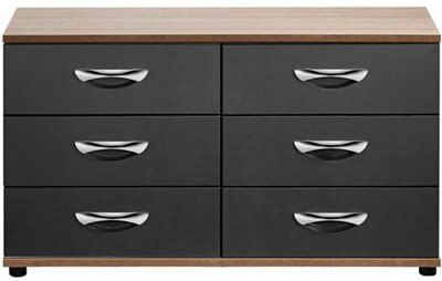Torus Black oak effect 6 Drawer Chest of drawers (H)662mm (W)1204mm (D)424mm