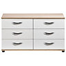 Torus White oak effect 6 Drawer Chest of drawers (H)662mm (W)1204mm (D)424mm