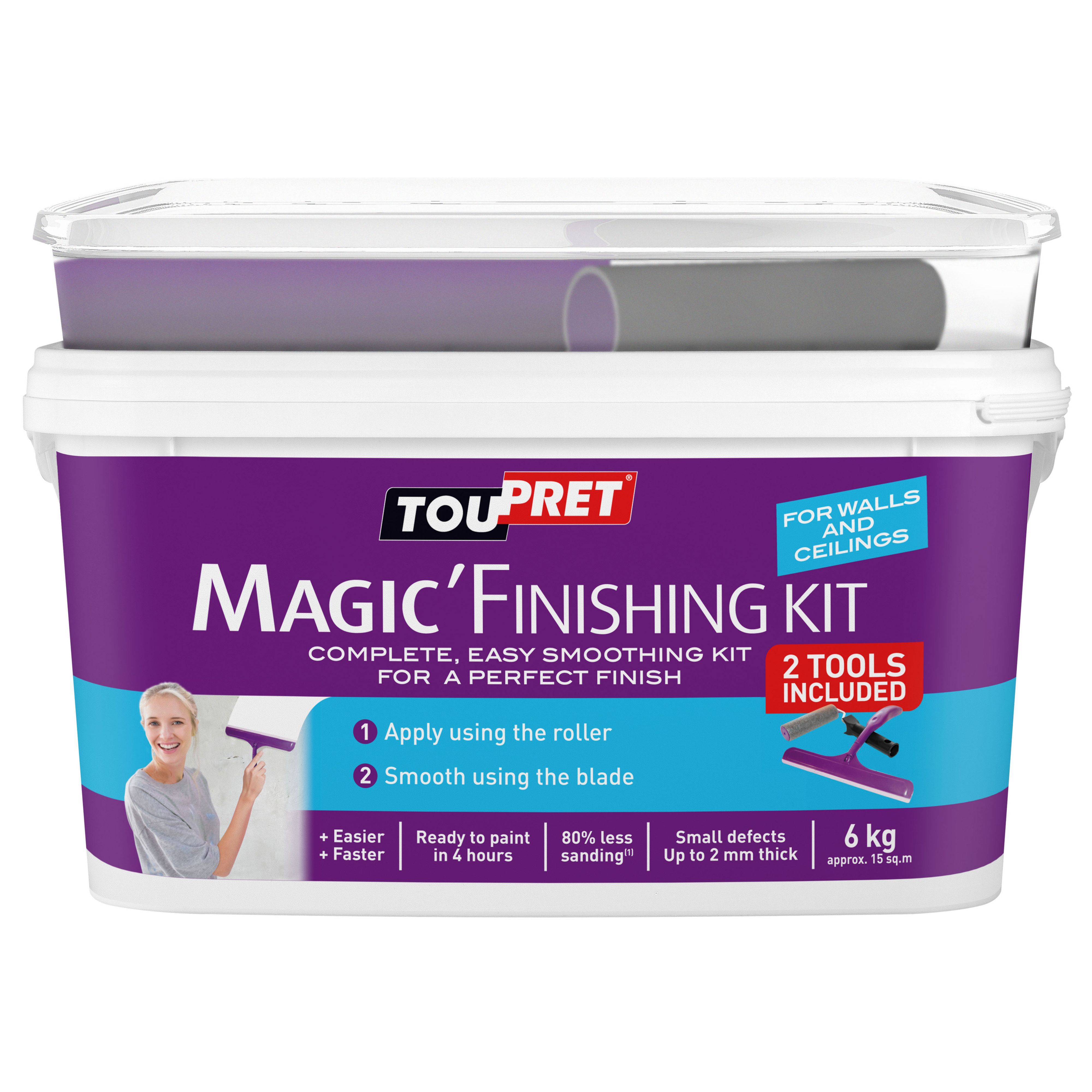 Toupret Fine finish Ready mixed Finishing plaster, 6kg Tub