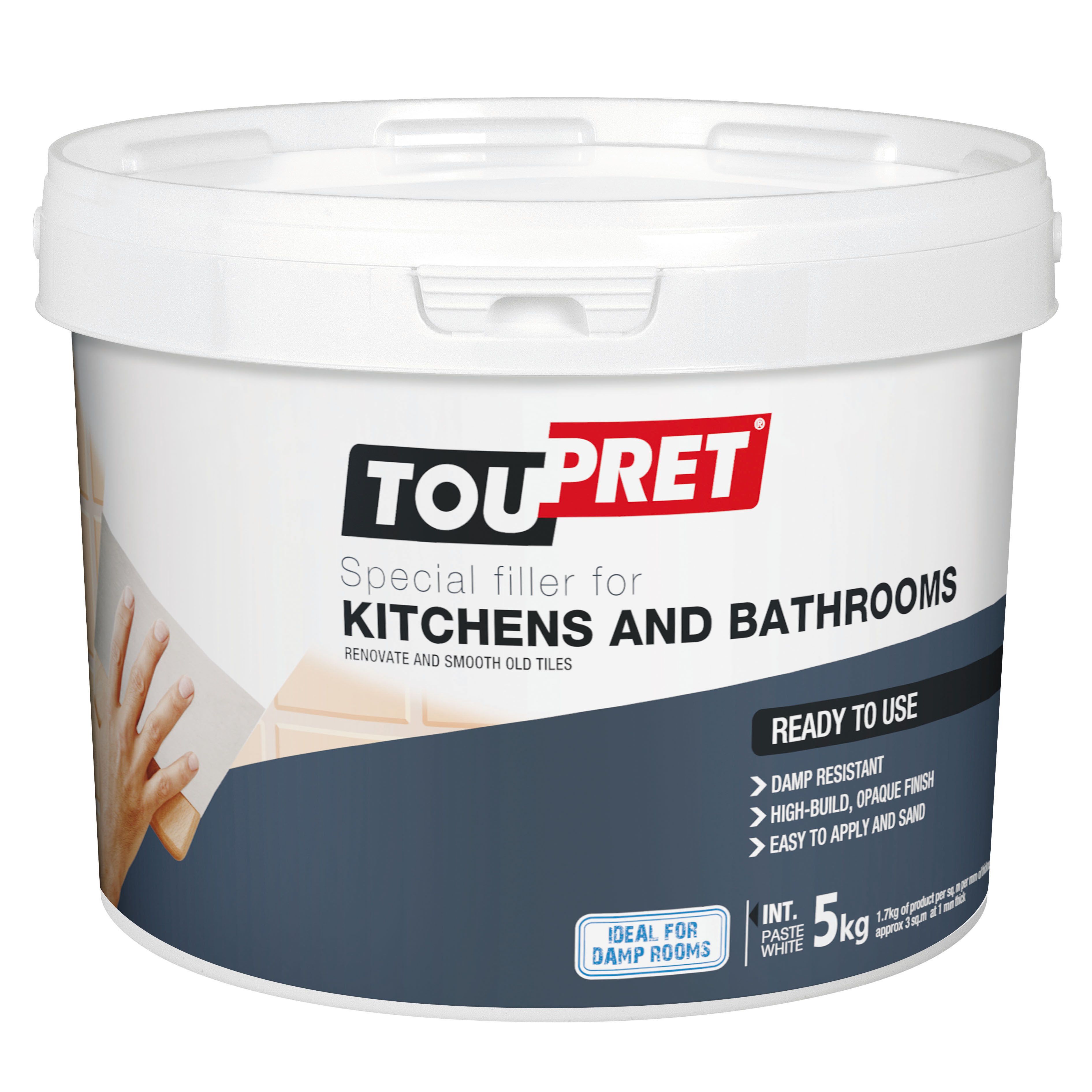 Toupret Tiled surface Ready mixed Finishing plaster 5000g Tub