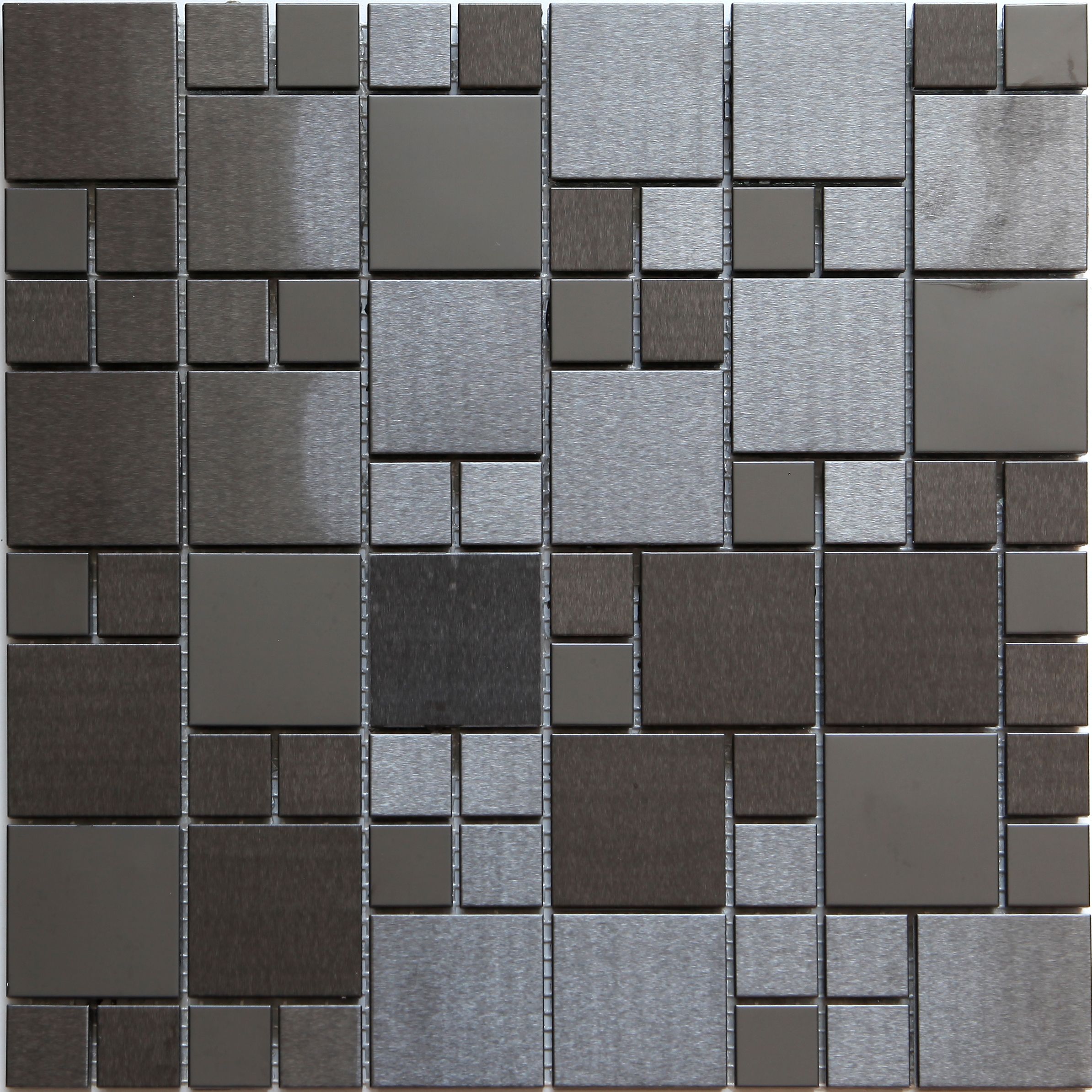 Tourino Black Gloss & matt Mosaic Stainless steel Mosaic tile, (L)300mm (W)300mm