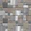 Tourino Grey Aluminium & glass Mosaic tile sheet, (L)300mm (W)300mm