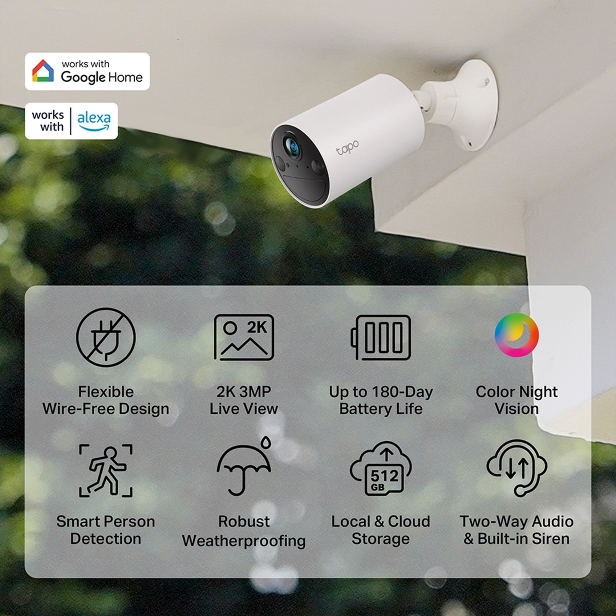 TP-Link Security Camera Tapo C410 Battery-powered All-in-one security system, White