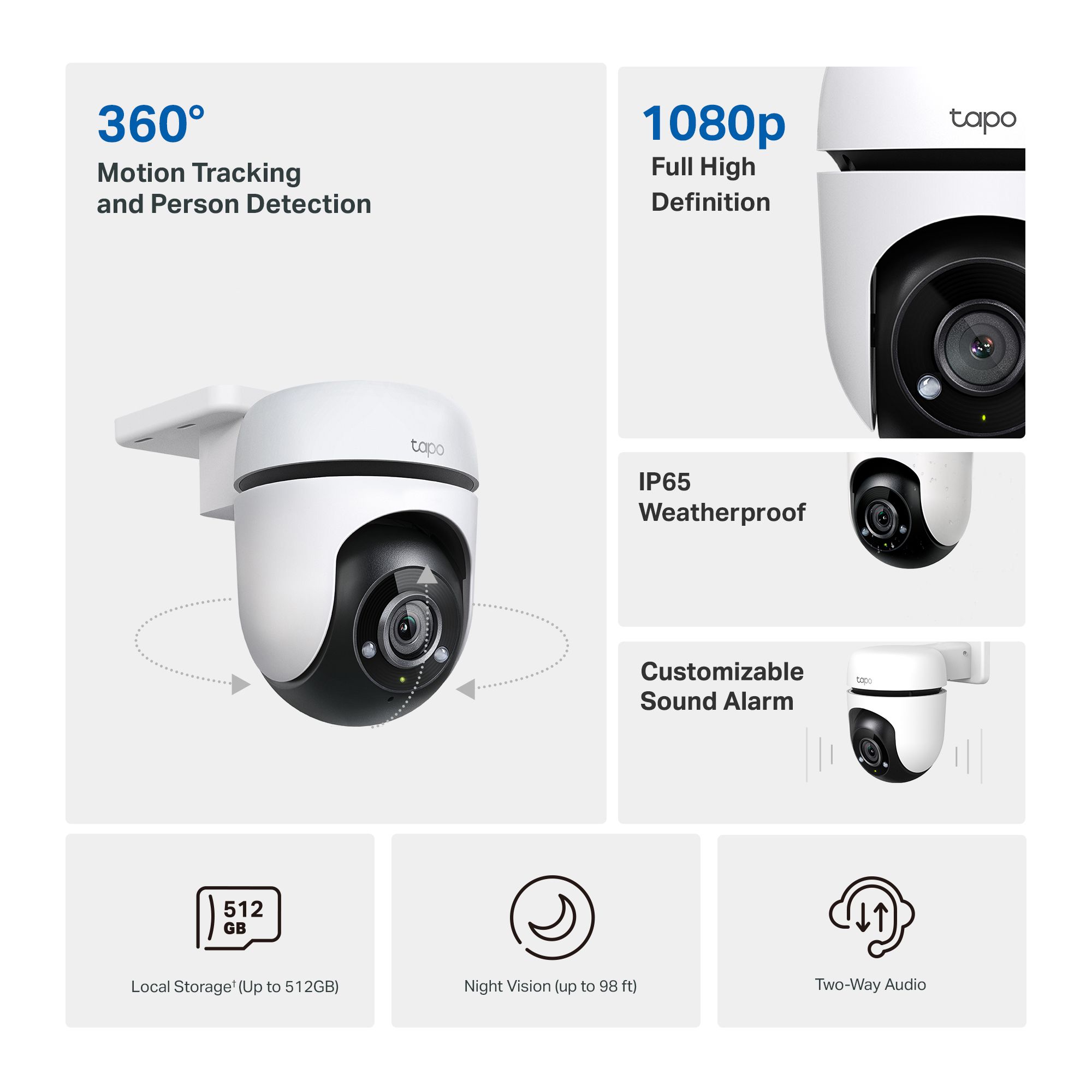 TP-Link Security Camera Tapo C500 Mains-powered All-in-one security system, White